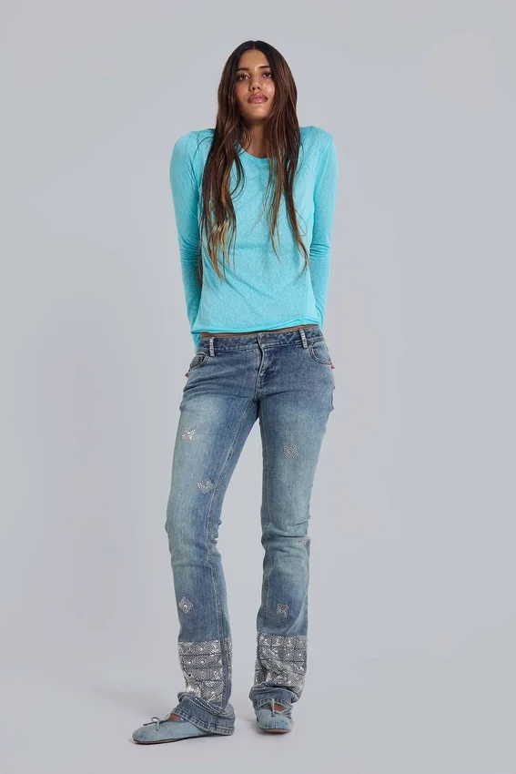 Handpärlade Cooper-jeans med bootcut