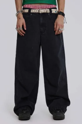 Hel svarta Colossus Jeans med låg midja