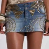 Hena-minikjol i denim med nitar