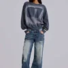 Hunter-jeans med raka ben i blå tvätt