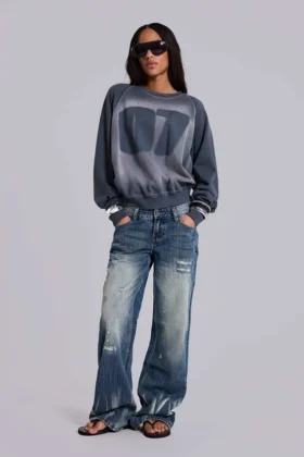 Hunter-jeans med raka ben i blå tvätt