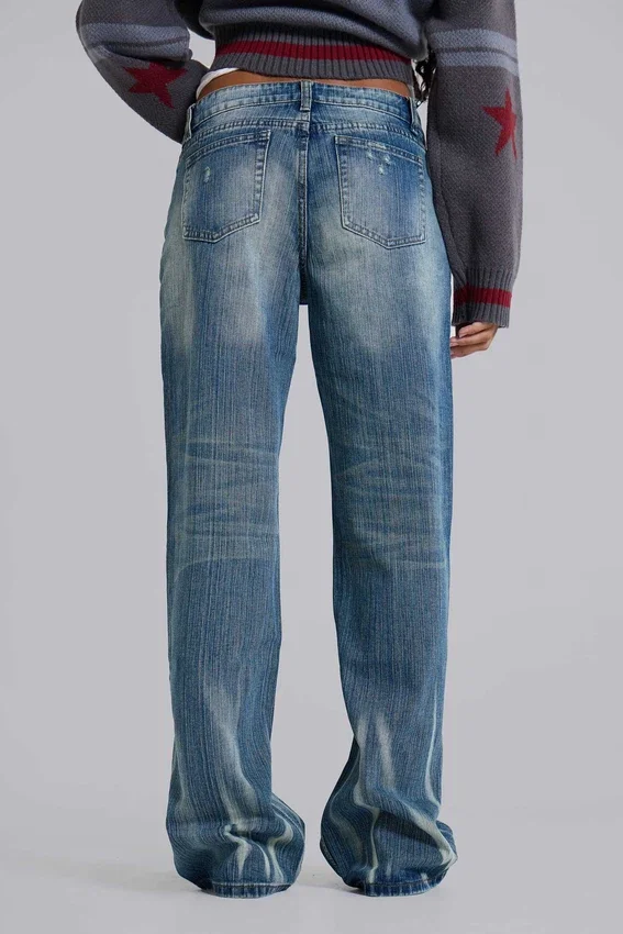 Hunter-jeans med raka ben i blå tvätt