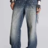 Hunter-jeans med raka ben och spegeldetaljer