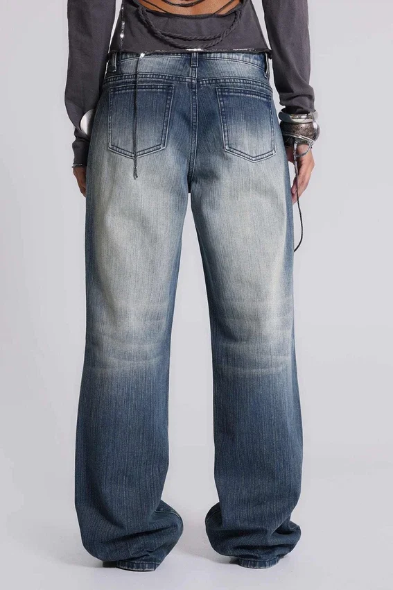 Hunter-jeans med raka ben och spegeldetaljer