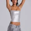 Ardor belagda mini-jeansshorts i silver