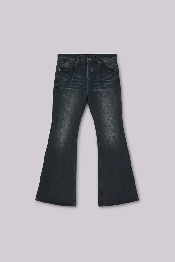 Indigo Creased Drift Bootcut-Jeans