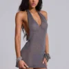 Infinity Knit Halter-miniklänning i gunmetal