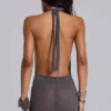 Infinity Knit Halter-miniklänning i gunmetal