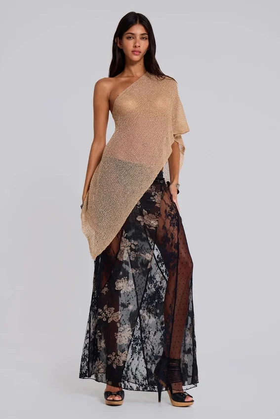 Infinity Multiway-stickad cape i sand
