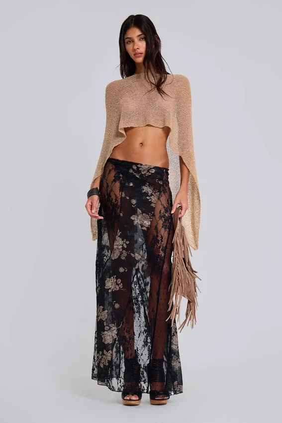 Infinity Multiway-stickad cape i sand