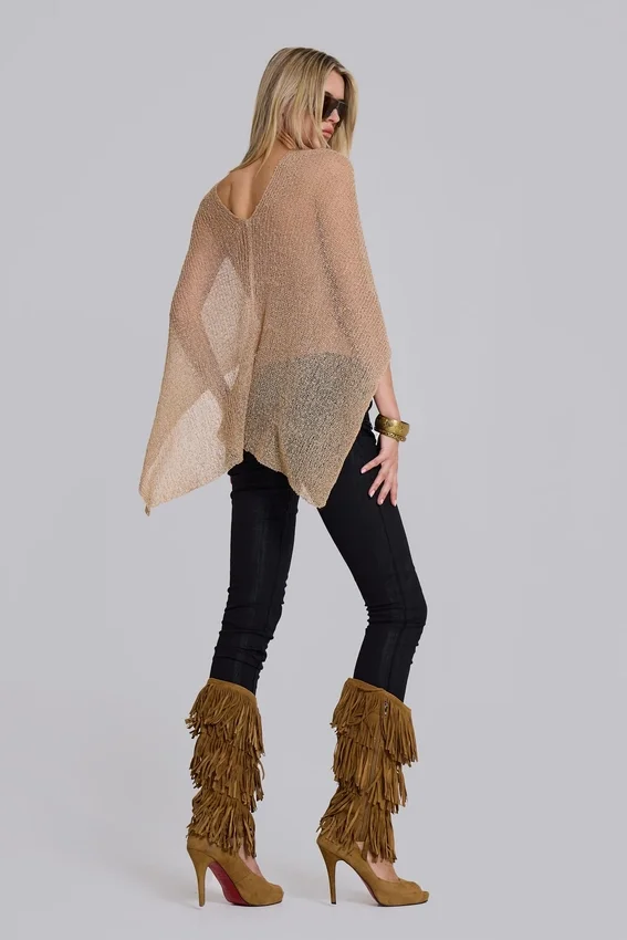 Infinity Multiway-stickad cape i sand