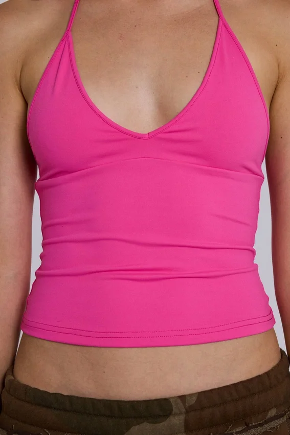 Kayla halterneck-top i rosa