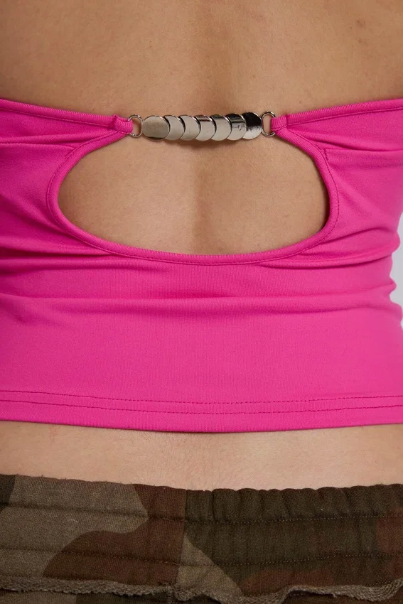 Kayla halterneck-top i rosa