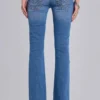 Kelsey lågmidjade skinny jeans med bootcut i mellantvätt