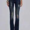 Kelsey lågmidjade, smala bootcut-Jeans i mörk tvätt