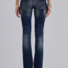 Kelsey lågmidjade, smala bootcut-Jeans i mörk tvätt