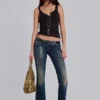 Kelsey lågmidjade, smala bootcut-Jeans i mörk tvätt