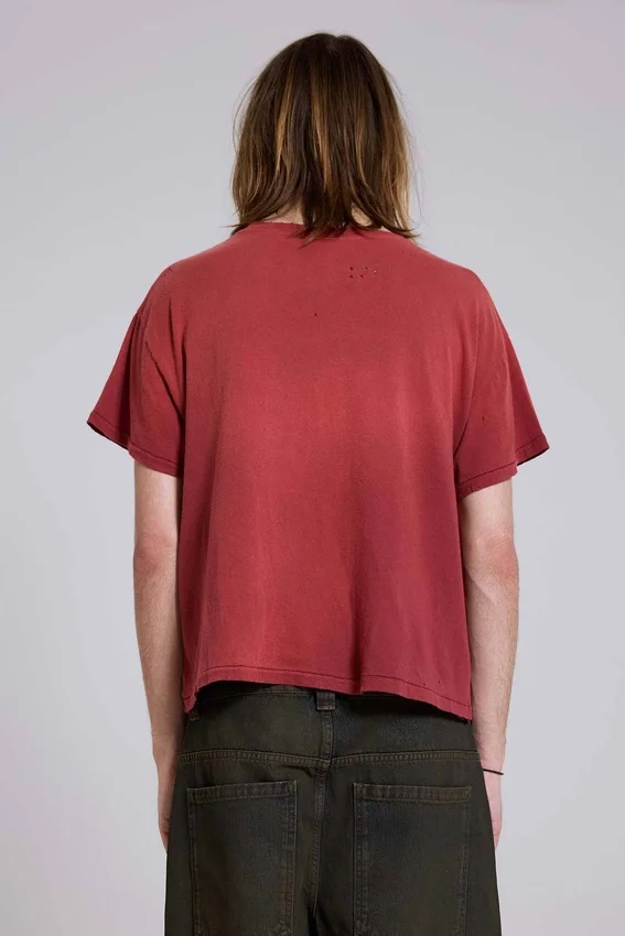 Kort T-shirt i röd nyans