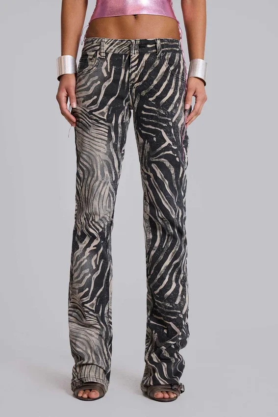 Leona Bootcut Cooper-jeans i zebramönster