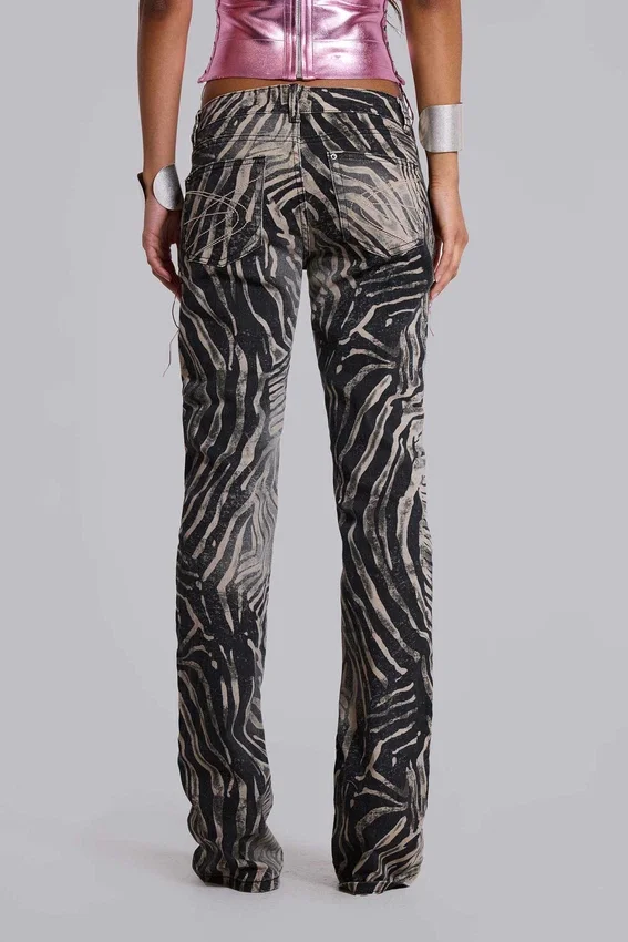 Leona Bootcut Cooper-jeans i zebramönster