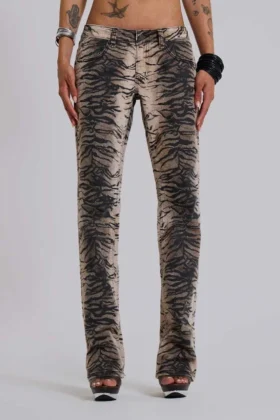 Leona bootcut-Jeans i tiger