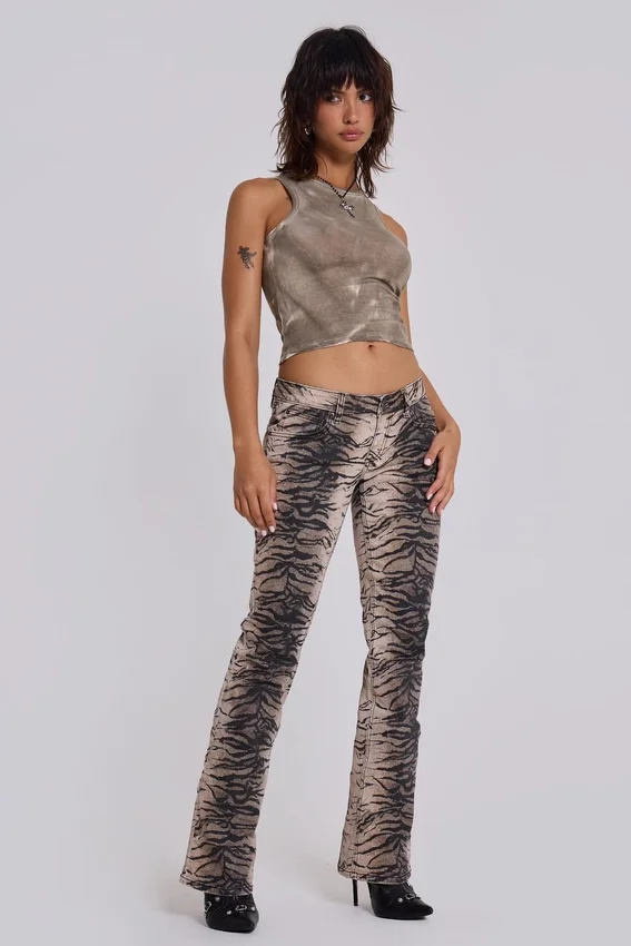 Leona bootcut-Jeans i tiger