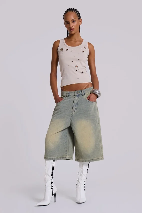 Ljusblåa jumbo-jeansshorts