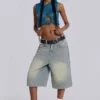 Ljusblåa jumbo-jeansshorts