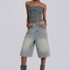 Ljusblåa jumbo-jeansshorts