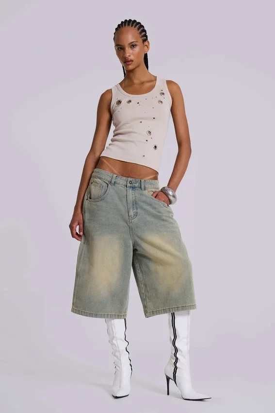 Ljusblåa jumbo-jeansshorts
