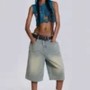 Ljusblåa jumbo-jeansshorts