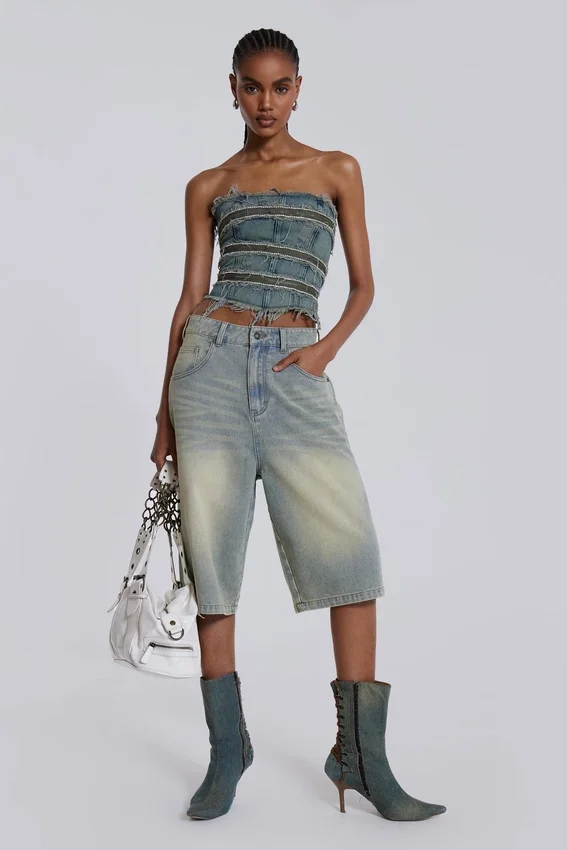 Ljusblåa jumbo-jeansshorts