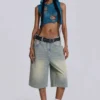 Ljusblåa jumbo-jeansshorts