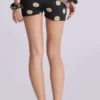 Lola minishorts med polkadotmönster och vikbar midjeresår