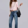 Cooper-jeans med dekorationer i kort modell