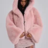 Mara oversized-kappa i rosa fuskpäls