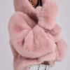 Mara oversized-kappa i rosa fuskpäls