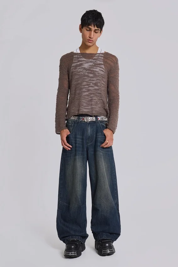 Mellblå Slub Colossus Jeans