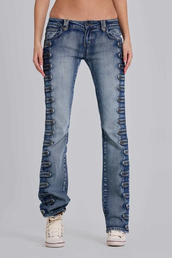 Militärinspirerade Bootcut-Jeans i färgen Cooper
