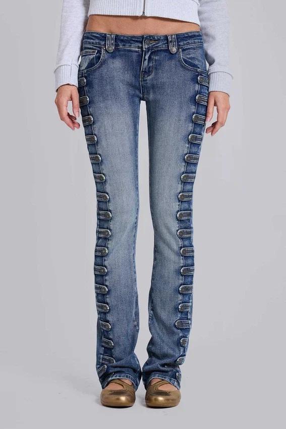 Militärinspirerade Bootcut-Jeans i färgen Cooper