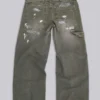 Målade khakifärgade Ripstop-Jeans i snickarmodell