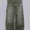 Målade khakifärgade Ripstop-Jeans i snickarmodell