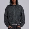 Monster Hoodie i kolgrå leopardmönster