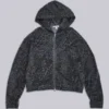Monster Hoodie i kolgrå leopardmönster