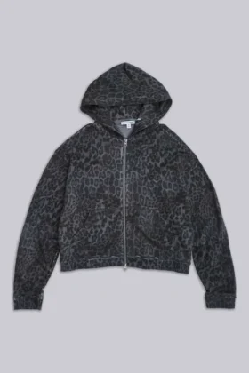 Monster Hoodie i kolgrå leopardmönster