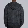Monster Hoodie i kolgrå leopardmönster