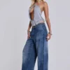 Nailed Studded Colossus Jeans i mellanblå tvätt