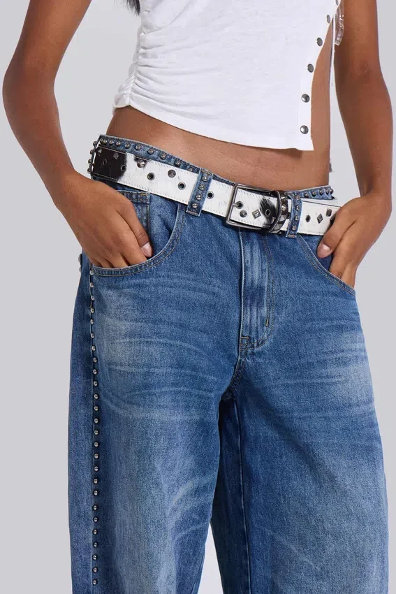 Nailed Studded Colossus Jeans i mellanblå tvätt