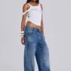 Nailed Studded Colossus Jeans i mellanblå tvätt