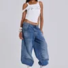 Nailed Studded Colossus Jeans i mellanblå tvätt